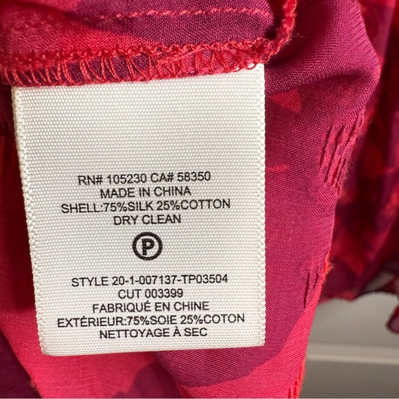 Joie Jamila Smocked Tonal Floral Print Blouse Silk Cotton Blend Size Small GUC - Picture 7 of 7